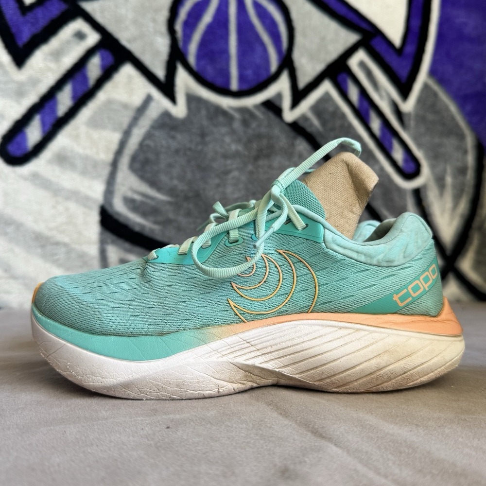 Size 7.5 - Topo Athletic Atmos Shoes Womens Green Orange Running 5mm Drop‎